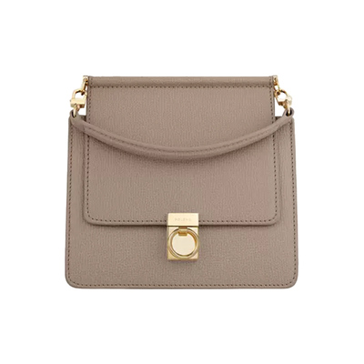 灰色荔枝牛皮手提斜挎包Polene