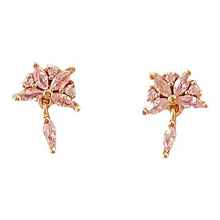 韩国LLOVD 14.K金粉樱花耳钉女春暖花开繁花耳环水滴流苏气质礼物