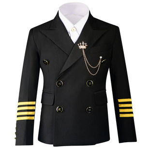 儿童机长空姐空少飞行员衬衫中国机长制服西装衬衫宝宝航空男童女