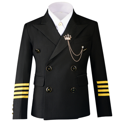 儿童机长空姐空少飞行员衬衫中国机长制服西装衬衫宝宝航空男童女