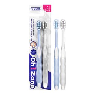 o-zone欧志姆云柔感软毛圆头成人情侣家庭装三面舒适2支装牙刷