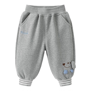 咔咔熊猫宝宝复合摇粒绒长裤秋冬儿童加厚裤子春装男童保暖裤冬装