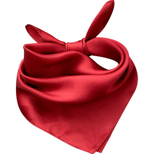 大红色喜庆丝巾100%真丝桑蚕丝小方巾女春秋季百搭护颈装饰薄围巾