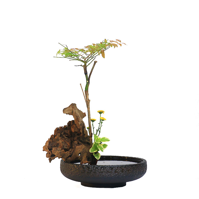 花艺禅意粗陶插花艺术花道器皿