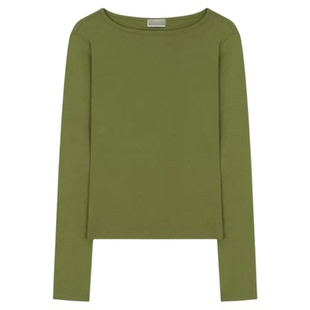 秒发!2026春季新款多色T恤韩国lerobe修身显瘦船领长袖打底上衣