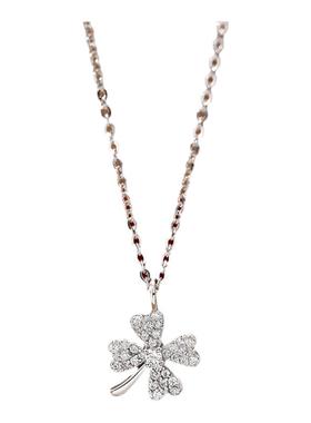 999足银四叶草项链女生2025新款爆款简约夏季纯银配裙子吊坠配饰