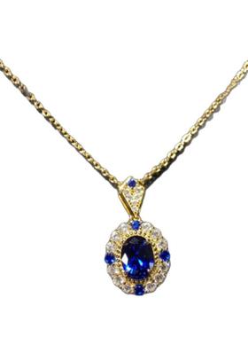 潮港福18K金蓝宝石项链纯银黄金