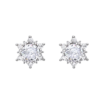 雪花满钻锆石轻奢八芒星耳钉耳夹