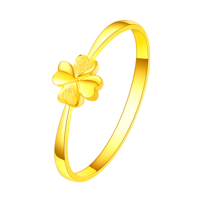 四叶草细款实心送礼女士黄金戒指