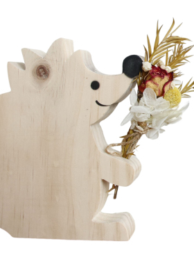 实木手工刺猬干活桌面摆件