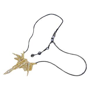 A85欧美风高端品质鬼才设计师几何图形拼接枫叶满钻质感AB项链