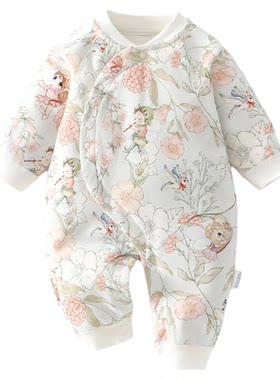 小聪熊婴儿衣服秋冬夹薄棉连体衣