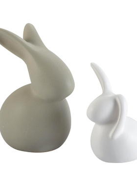 北欧家居动物兔子陶瓷摆件现代