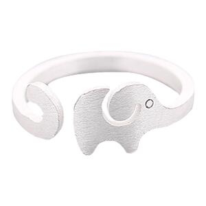 小张的故事S925纯银小象开口戒指