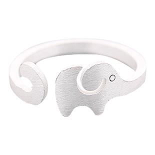 小张的故事S925纯银饰品拉丝素银小象开口尾戒关节戒指可调节指环