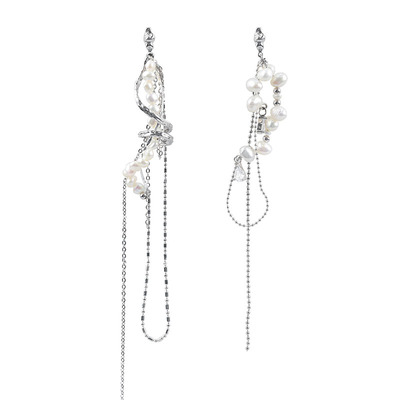 天然巴洛克珍珠不对称耳环女