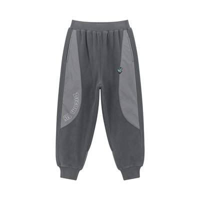 马拉丁童装儿童裤子冬新款男大童摇粒绒拼接图案加绒针织长裤