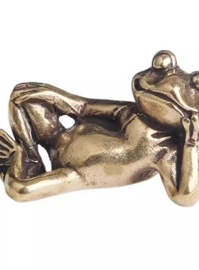 纯黄铜仿真睡美小青蛙摆件