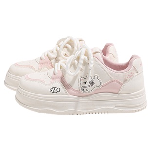 环球女鞋厚底小白鞋女百搭休闲可爱图案学生鞋子小众板鞋女面包鞋