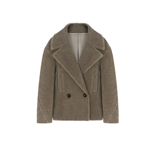 宋佳同款短款泰迪熊大衣女冬季2025新款小个子羊羔毛皮草西装外套