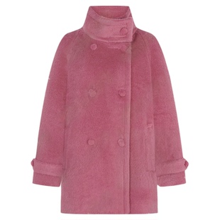 邱莹莹HELA AOMI 30%苏力大衣“泰迪.草莓熊”绵羊毛羊驼毛外套