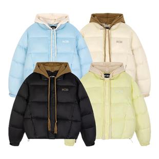 ics丨iconslab天空龙羽绒服情侣新秋冬可拆卸毛织帽子印花外套