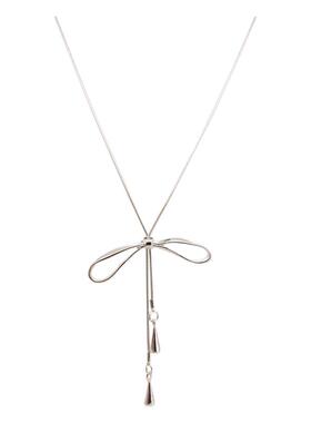 简约线条蝴蝶结抽拉式项链长款流苏吊坠锁骨链2025年秋冬新款颈链