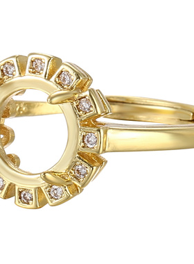 18K金戒指简约四爪空托蜜蜡男女