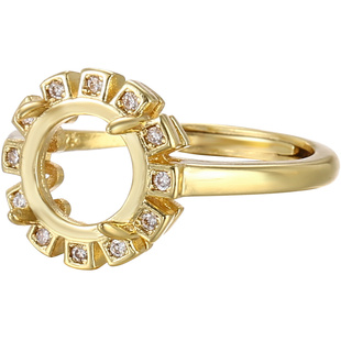 18K黄金戒指简约四爪空托男女手工DIY蜜蜡碧玉绿松石戒托空托配件