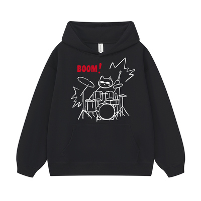 打鼓猫趣味美式重磅卫衣