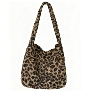 秋冬豹纹单肩包 日系ins小众设计通勤托特包学生大容量手提包包女