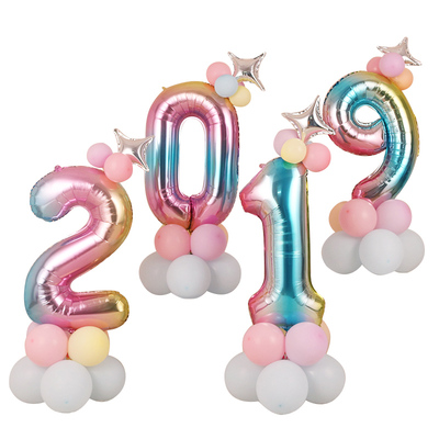 数字立柱宝宝周岁生日满月气球