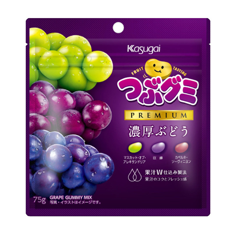 日本进口kasugai春日井果汁软糖混合味特浓葡萄水蜜桃糖果零食