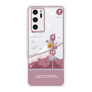 指路牌适用华为p40手机壳隐形支架p50pro女款p30 pro透明新款高级感全包小众卡通防摔网红ins风原创个性保护