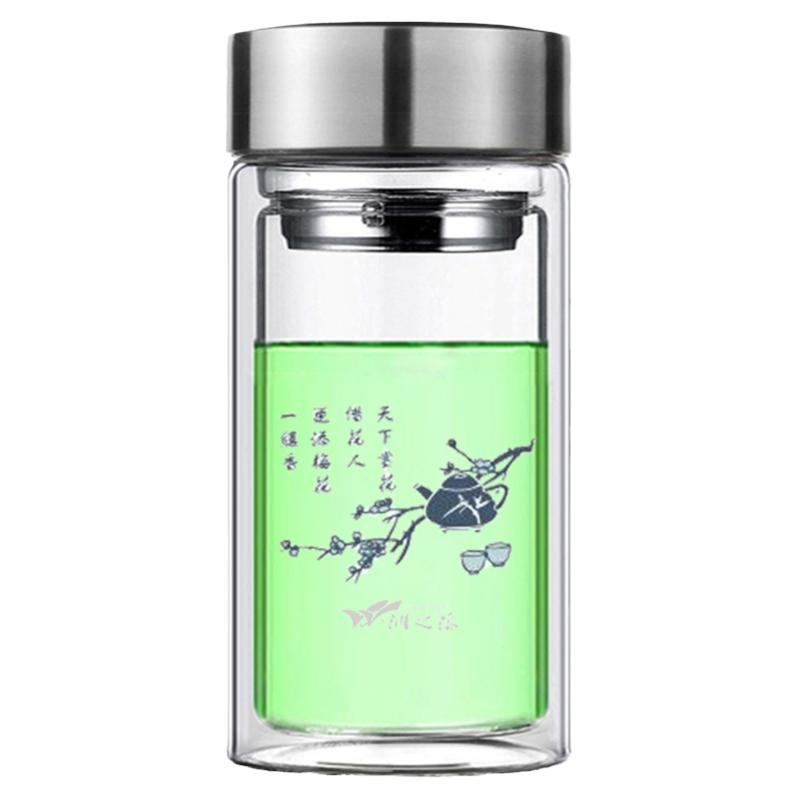 耐热矮胖加厚双层玻璃泡茶杯