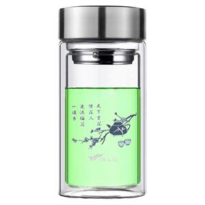 耐热矮胖加厚双层玻璃泡茶杯