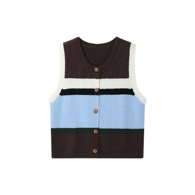 时然大码女装绵羊毛针织马甲