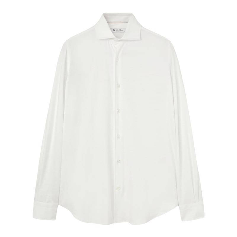 Loro Piana/诺悠翩雅男装白色尖领棉质低调百搭长袖衬衫