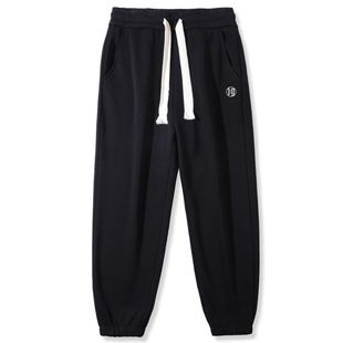 真维斯盖尔大码品牌简约字母印花加绒长裤无性别男女秋冬休闲裤子