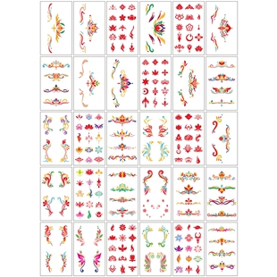 儿童古装眉心贴汉服敦煌花钿额头印花脸贴纹身贴女防水持久小贴纸