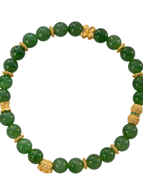 和田碧玉足金999莲花转运手串