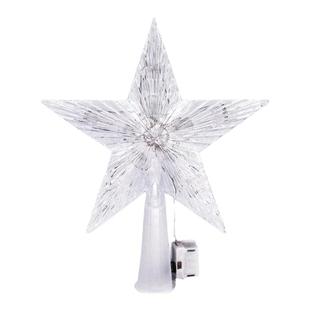 圣诞节装饰品 圣诞树顶灯 发光星星灯暖色彩色树顶五角星带灯配件