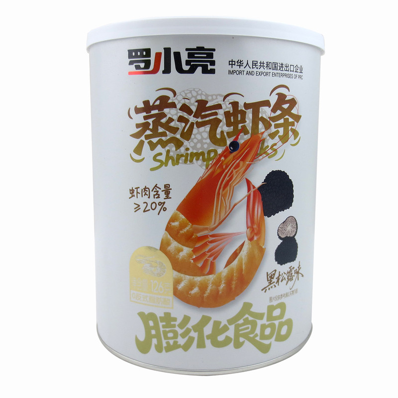 罗小亮蒸汽虾条126g罐装膨化食品原味儿童虾片网红休闲零食小吃