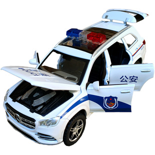 合金警察车儿童玩具警车仿真公安110特警车锌铝金属回力汽车模型