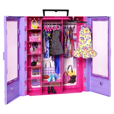 芭比手提时尚大衣橱换装女孩玩具