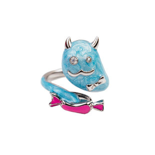 LAZYSURI懒苏芮搞怪奇妙夜戒指女开口戒指珐琅彩精致可爱时尚饰品