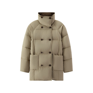 森马羽绒服女冬中长款oversize插肩袖2025新款灯芯绒拼接复古风衣