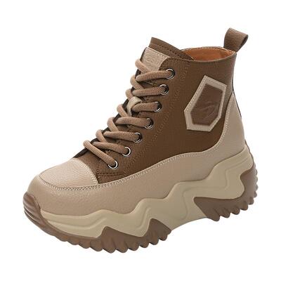 高帮运动鞋老爹鞋真皮隐形内增高