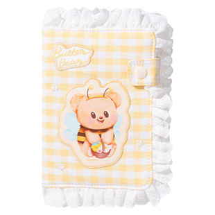 得力黄油小熊联名手帐本蕾丝布艺平摊多彩可爱女生初中生送礼记事本笔记本不硌手高颜值本子高中生