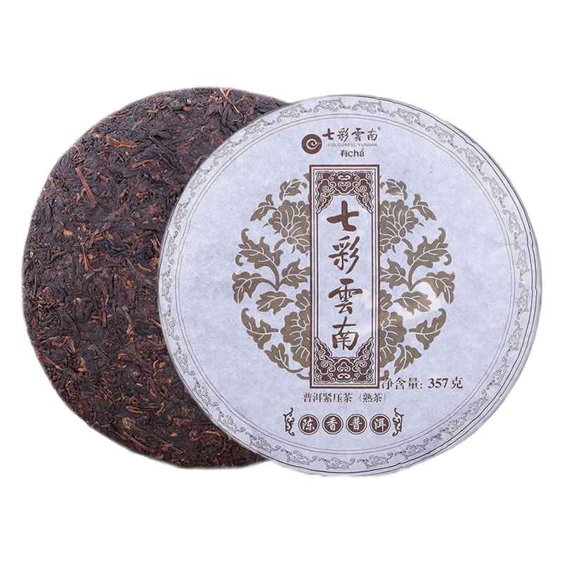 七彩云南陈香普洱357克 庆沣祥普洱茶熟茶 勐海七子饼茶 正品包邮